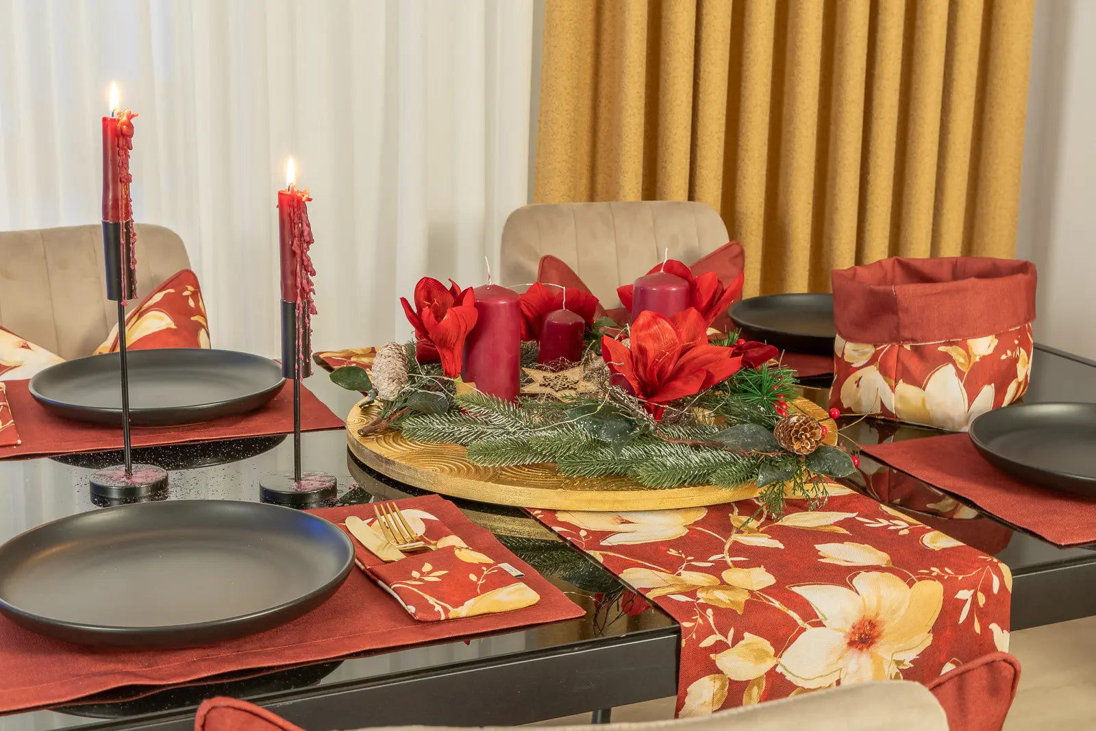 Kleines Wintertischset Rot