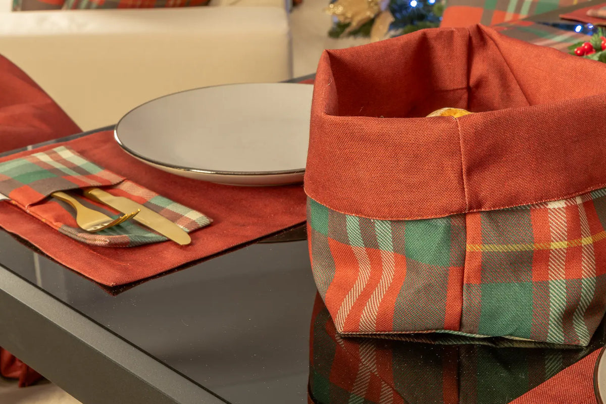 Winterkaro Bestecktasche Rot (2er Set)