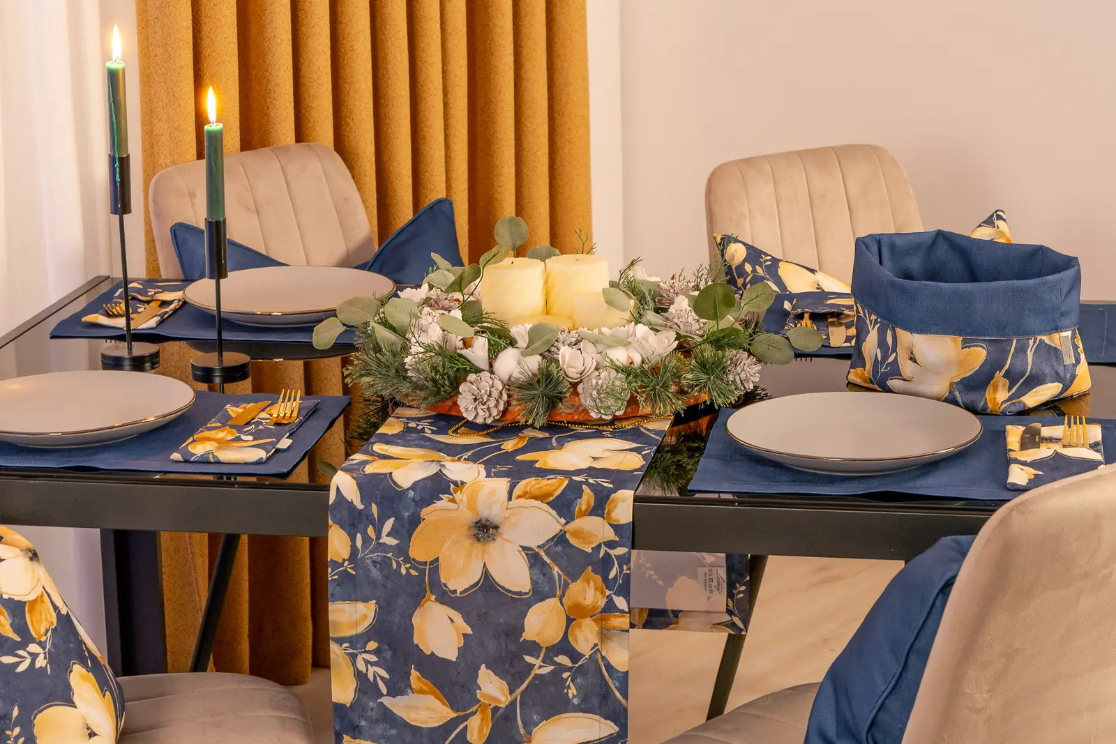 Kleines Wintertischset Blau