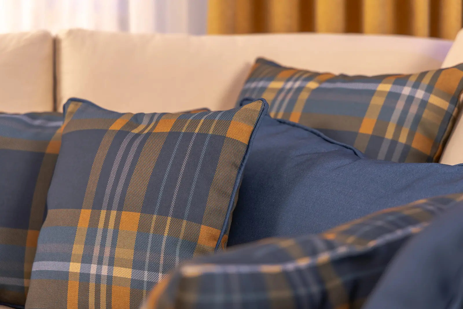 Winterkaro Kissen Blau