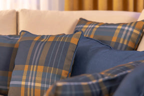 Winterkaro Kissen Blau