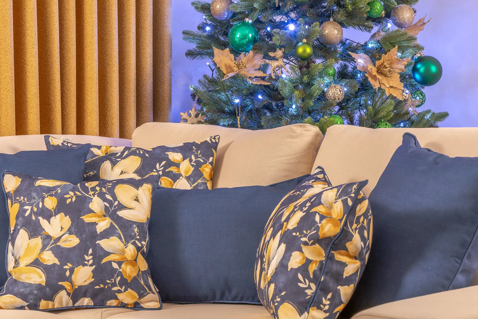 Winter Uni Kederkissen Blau