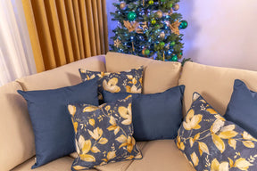 Winterblüte Kederkissen Blau