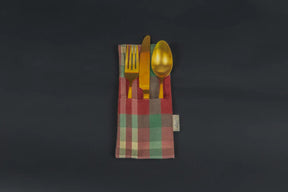 Winterkaro Bestecktasche Rot (2er Set)