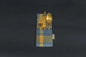 Winterkaro Bestecktasche Blau (2er Set)