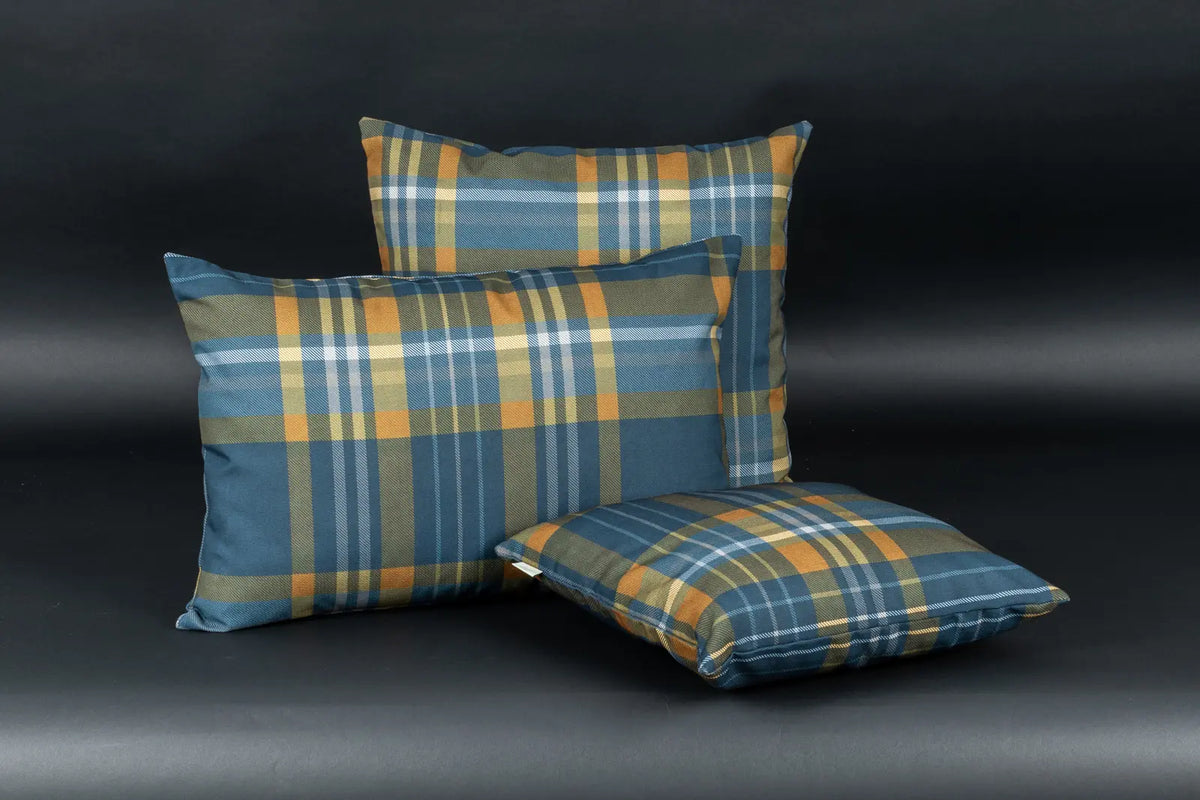 Winterkaro Kissen Blau