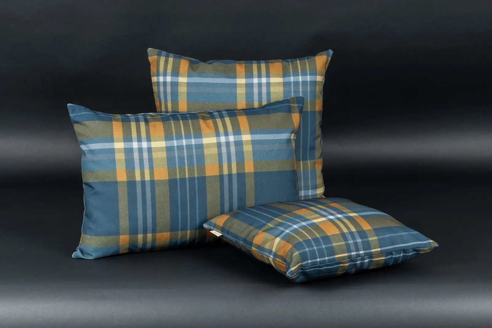 Winterkaro Kissen Blau