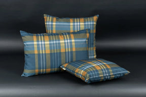 Winterkaro Kissen Blau