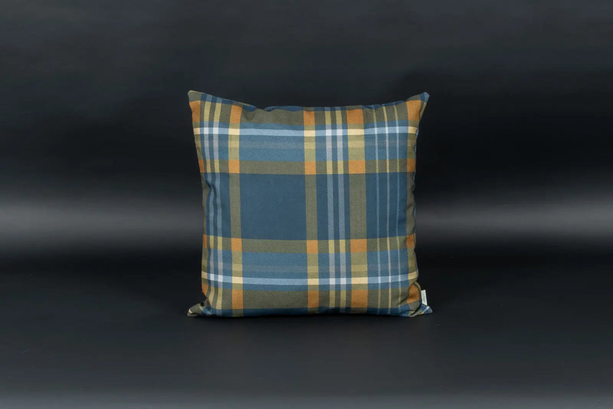 Winterkaro Kissen Blau