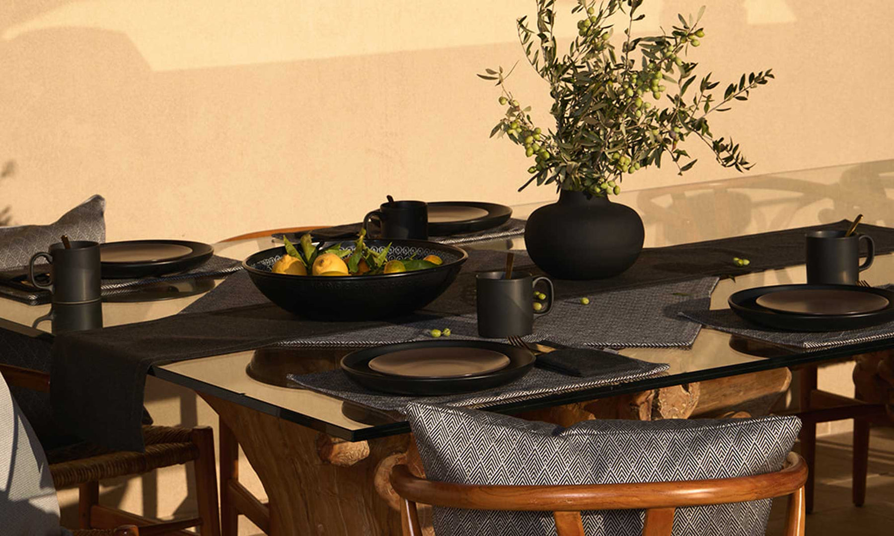 Raute Platzset Schwarz