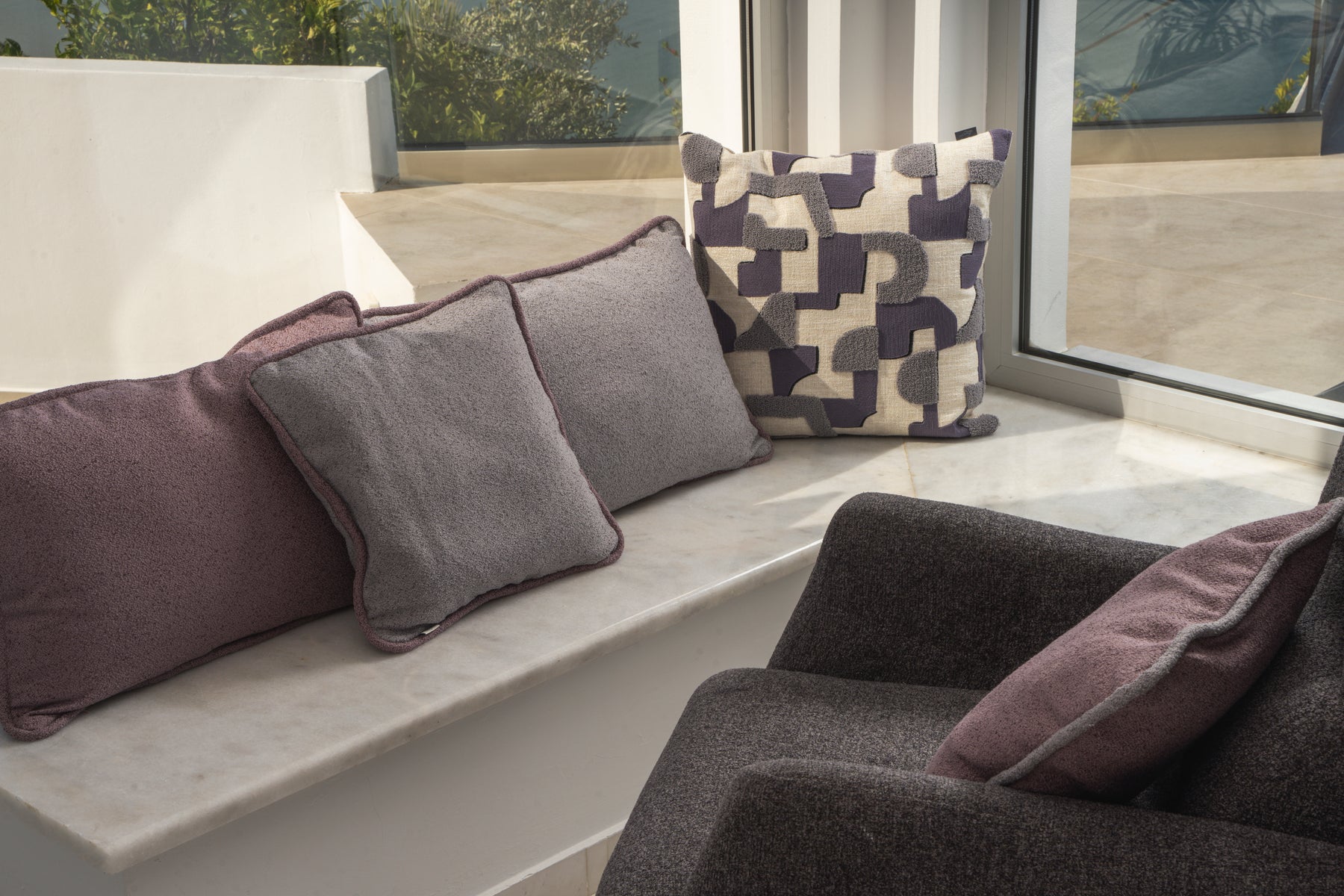 Signature Kederkissen Grau/Flieder