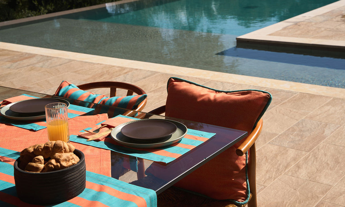 Tropical Kederkissen Salvador Coral/Türkis